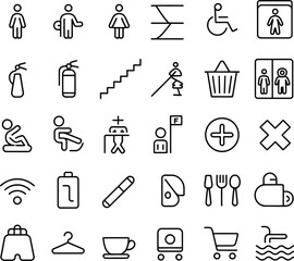 Fototapeta premium Simple black line of people performing various activities and tasks black lines work
