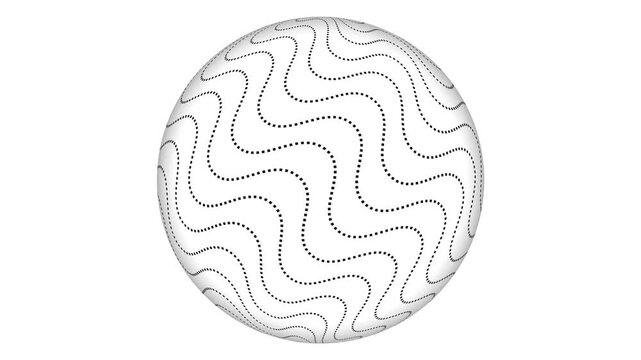 Rotating checker sphere. Black and white optical design animation.