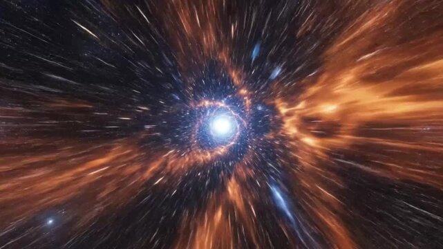Space nebula with glowing center highlighting geometric patterns and contemporary art
