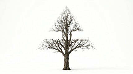 Obraz premium Bare tree shaped like upward arrow, isolated on a solid white background for your creative design projects