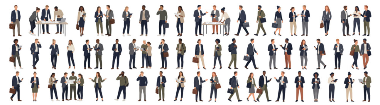 Flat Vector Business Professional People Character Set Corporate Architectural Cutouts