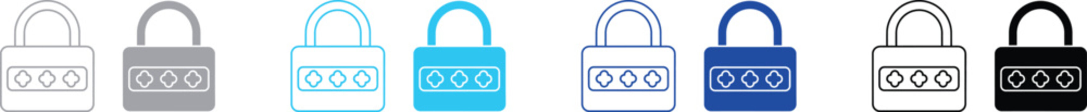Combination lock icon set with plus symbols security and access padlock icon password icon code icon safe icon secure icon protection icon vector icon illustration icon graphic icon