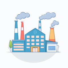 Naklejka premium Flat illustration of a factory with smoking chimneys