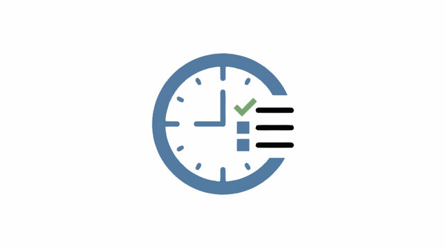 A blue clock icon with checklist.