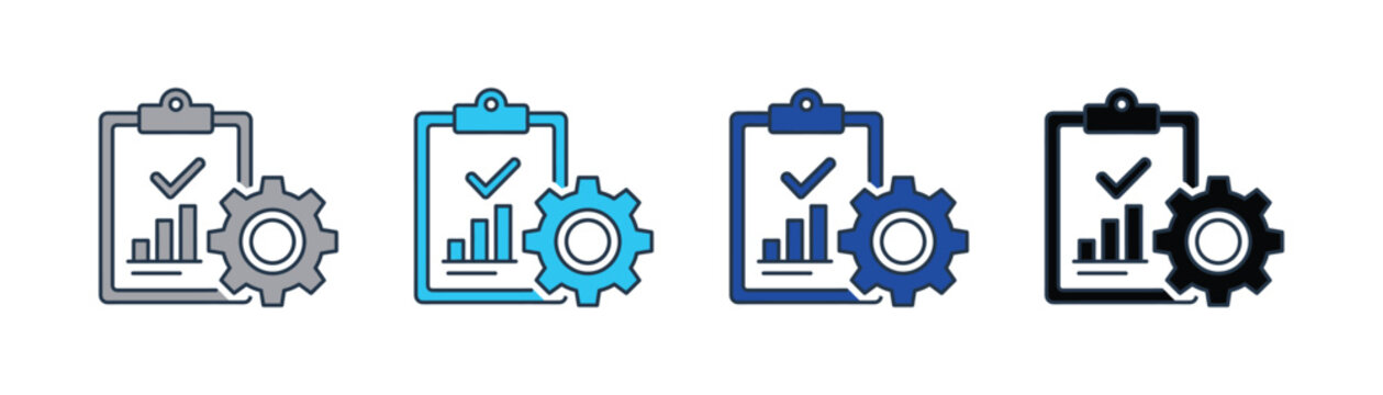 Business process icon with checklist and bar graph task management checklist clipboard statistics strategy planning organization efficiency workflow operation achievement completion