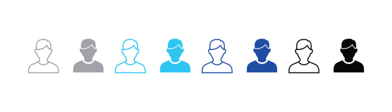User profile icon with outline and solid fill user interface silhouette illustration minimalist shoulders identity placeholder anonymous application customer figurehead representation