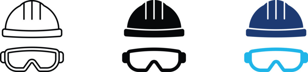 Fototapeta premium Safety equipment icon showing professional personal protective equipment and industrial workplace safety. Professional illustration for construction site regulations, occupational health and safety.