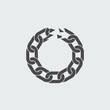 Broken chain link circle symbol representing weakness or disruption