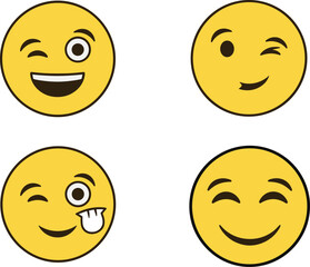 Fototapeta premium Winking and Playful Emoji Faces for Digital Communication, Social Media, and Expression Design Projects