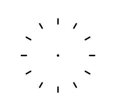 Minimal clock dial marks arranged in a circular layout in minimalist style on a white background, representing the concept of time. Hand-drawn vector illustration