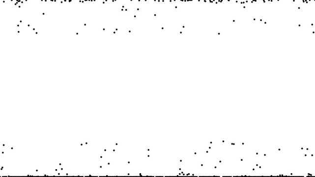 Minimalistic animation of a noise texture with falling dots. Chaotic dots fall and accumulate below.