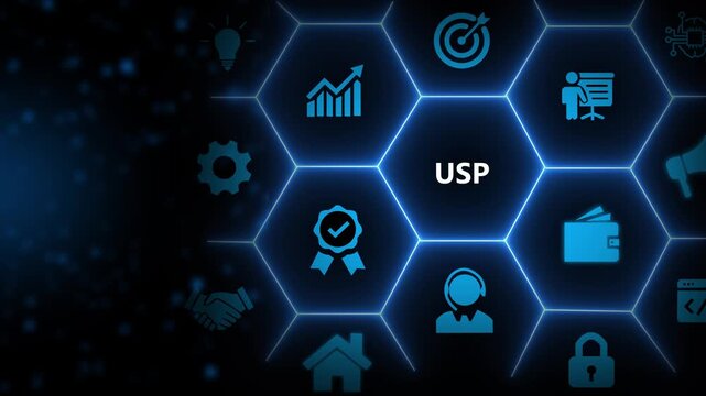 Unique selling proposition (USP), marketing strategy concept. The competitive advantage of product and service and attract customers. Differentiate from the competition, unique benefits and features.
