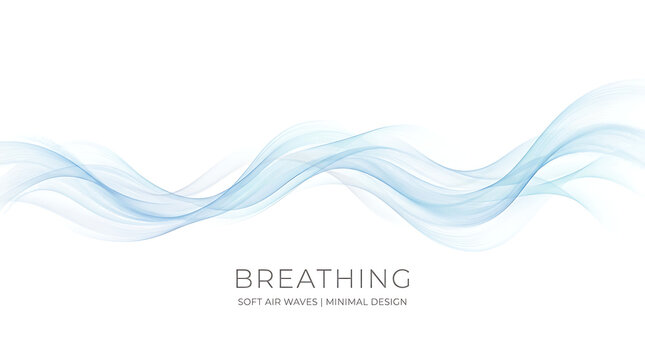 Abstract Light Blue Air Waves on White Background Minimalist Design