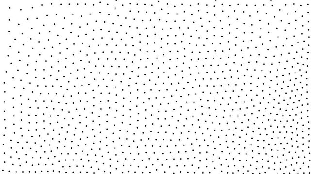 Abstract black dots forming a diagonal animation grid. Minimalistic dots line up in a structured grayscale background.