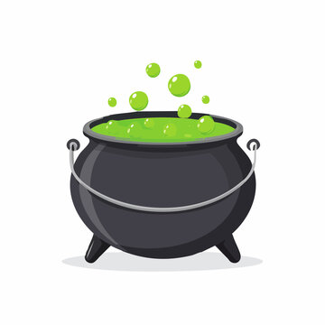 Witches Cauldron with Bubbling Green Potion