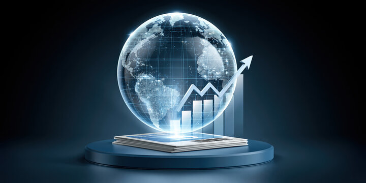 Global business growth digital globe chart on platform