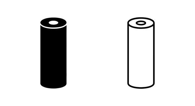 Battery Icons, Energy Power Symbols, Rechargeable Cell Vector Graphics, Black and White