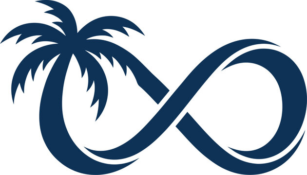 Palm tree forms an infinity symbol representing eternal tropical vacation.