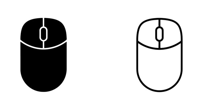 Computer mouse icons, black and white, vector graphics, computer accessories