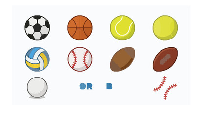 Fototapeta premium Flat Sports Ball Icons – Soccer, Basketball, Tennis and More Vector Set