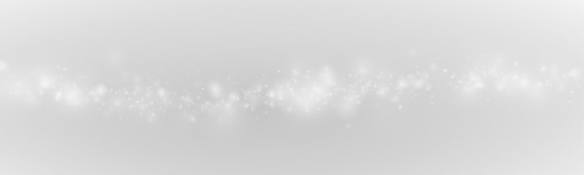 Abstract snow dust PNG particles fall slowly with soft glowing effect in dark air. Winter fantasy mood builds elegant festive design atmosphere.