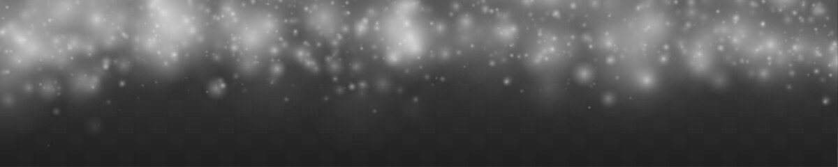 White dust sparkles drift gently in dark void. Soft glow creates modern cinematic visual atmosphere. Ideal for creative backgrounds. © Extrastock