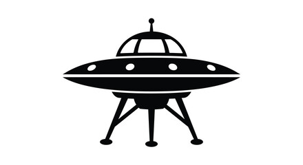 UFO spaceship silhouette on a white background © MST