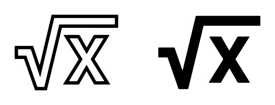 vector square root symbol set on white background
