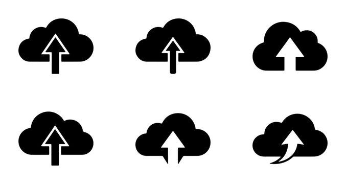 vector cloud and arrow upload symbols on white background for digital data transfer applications