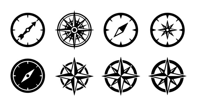 vector compasses on white background