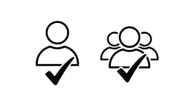 approval checkmark icons user validation - logo icons vector set. Blue, Black and white icons