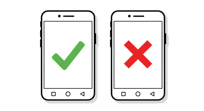 smartphone success failure comparison icons - Editable line icons. Vector illustration - Glyph and solid icon set - Icon vector