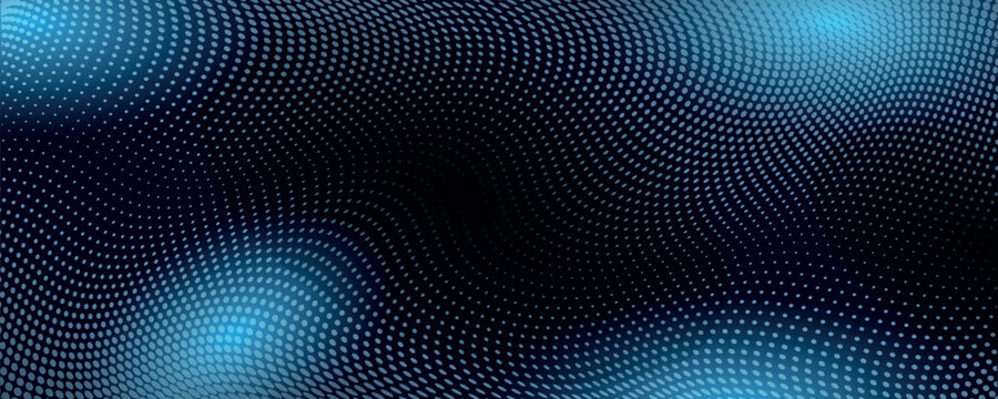 Dotted halftone waves. Abstract liquid shapes, wave effect dotted gradient texture waves isolated vector symbols set. Halftone graphic dots waves. Wave dotted halftone, creative shape abstract