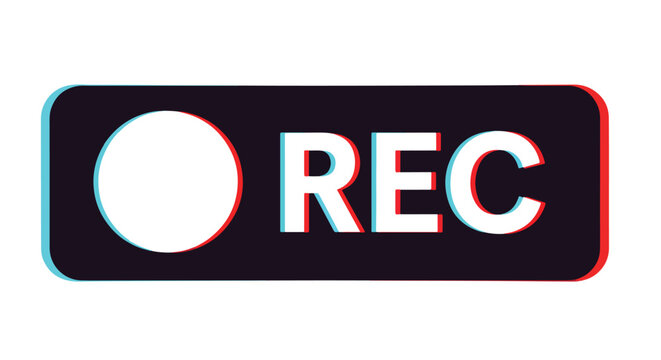 red recording button neon glow icon - Minimalist, flat icon, outline, glyph, linear, clipart, sticker - icon set