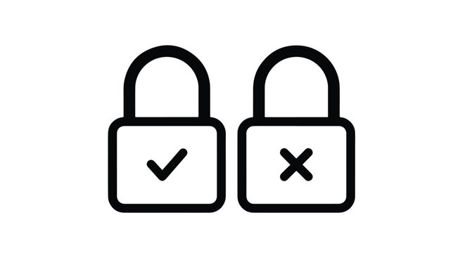 access approval and denial icons set - Blue icon set - Modern style icon  - Glyph and solid icon set - Icon vector