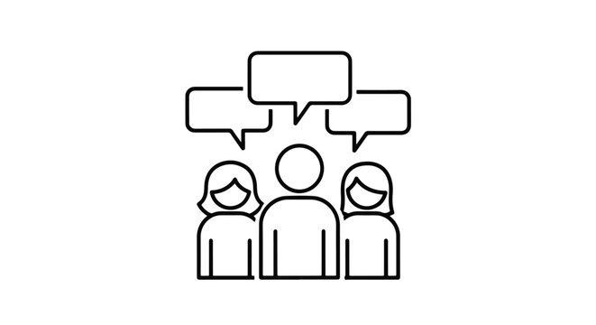 team brainstorming idea concept icon - Line and glyph solid icon and logo template - Clipart, sticker - icon set