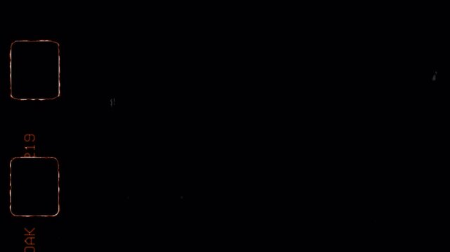 shaking 16mm old film clutter overlay on a black background. 4k video