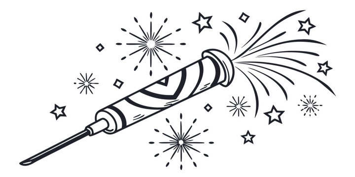 Celebration firework rocket launching with sparkles vector firework sparkles celebration explosive pyrotechnics festival illustration silhouette birthday anniversary surprise