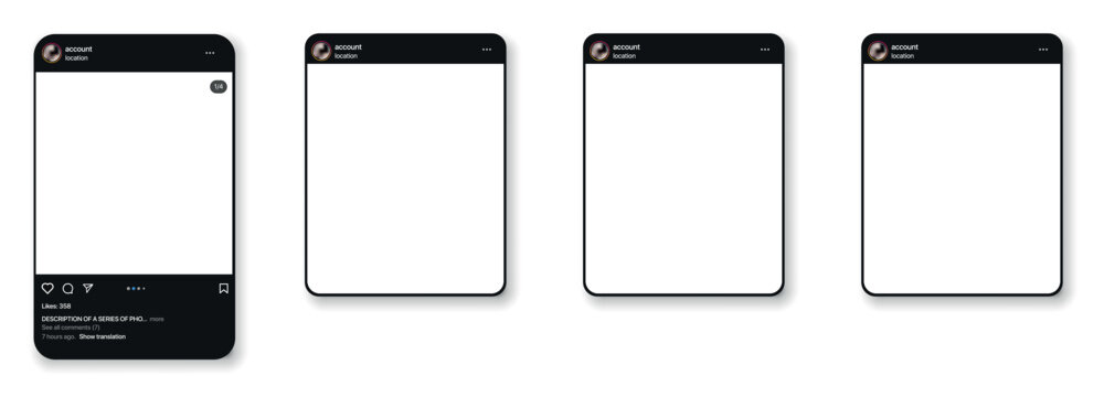 smartphone social media post mockup. app interface mockup similar to instagram mockup. vector illustration