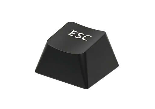 Black hexagon esc key button for keyboard isolated on transparent background
