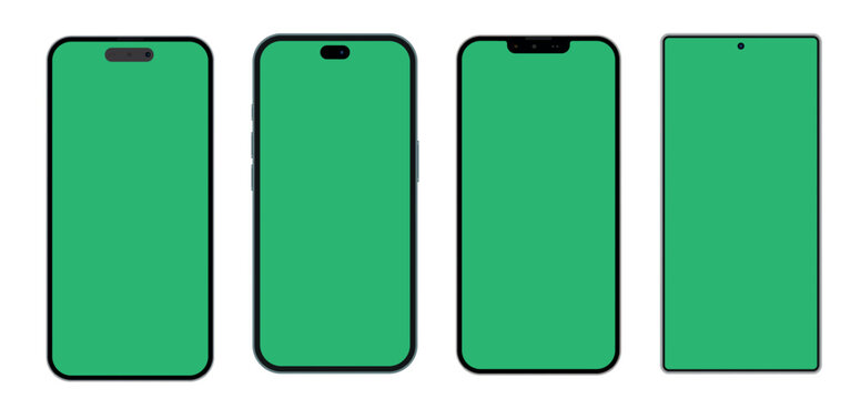 Smartphone with green screen. Phone mockup vector. Media advertising illustration
