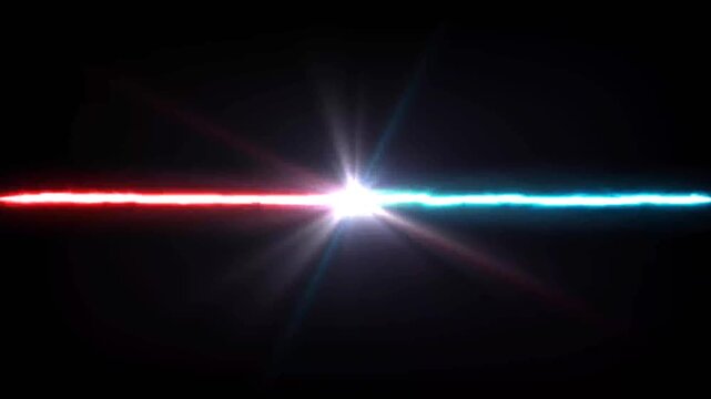 Animation red laser light on black background.