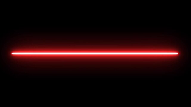 Animation red laser light on black background.