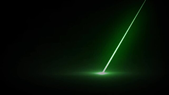 Animation green laser light on black background.