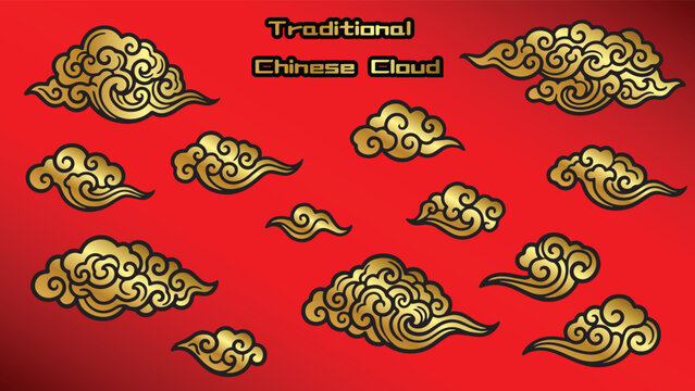Chinese cloud set china japanese korean asian traditional illustrations calligraphy decorations element vector design for background and wallpaper 15