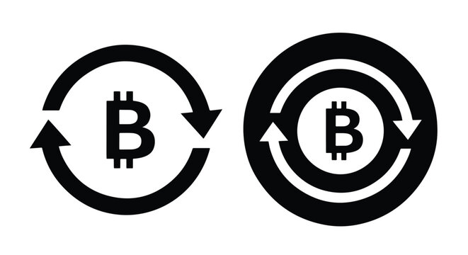 Bitcoin Cryptocurrency Exchange Icons - Solid vector icons - Clipart, sticker - icon set