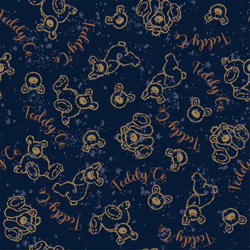 Cute teddy bear company patchwork wallpaper abstract vector seamless pattern for baby children wear fabric shirt sweatshirt 