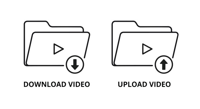 video transfer download upload icon vector - Blue icon set - Modern style icon  - Glyph and solid icon set - Icon vector