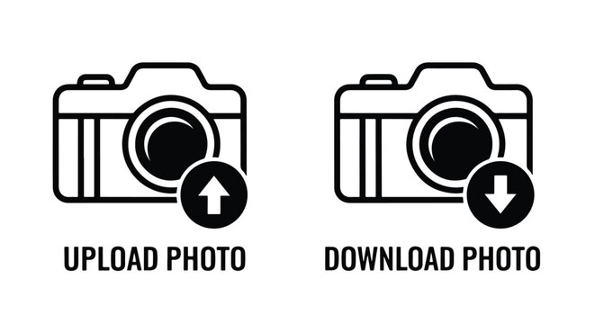 upload download photo icon vector illustration - Minimalist, flat icon, outline, glyph, linear, clipart, sticker - icon set
