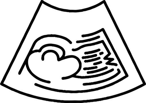 Medical ultrasound scan of a fetus line art illustration
